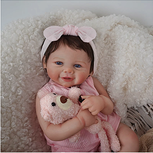 Boneca Reborn Pode dar Banho Cabelo Enraizado Linda