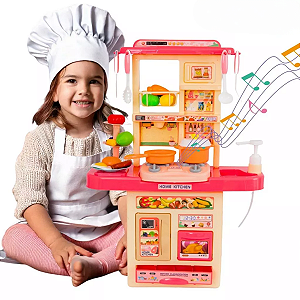 Kit Cozinha De Brinquedo Completa Infantil Sai Água E Som