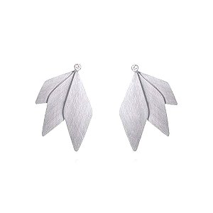 Brinco Gaivota Maxi prata e diamantes