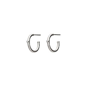 ARGOLA MINIMAL COM DIAMANTE E PRATA