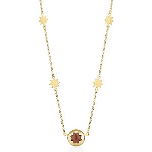 COLAR ASTRAL CORNALINA MINI EM OURO 18K