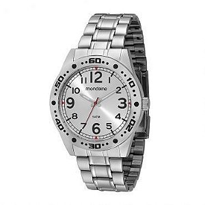 Relógio Masculino Mondaine, Analógico, Pulseira de Aço, Caixa 4,7 cm, Resistente à Água 5 ATM