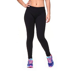 Calça Legging Suplex Fitness Cós Baixo Cor Preta