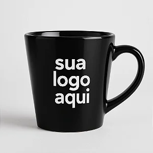 Caneca Cônica Preta Personalizada Logo c/ 3 Cores