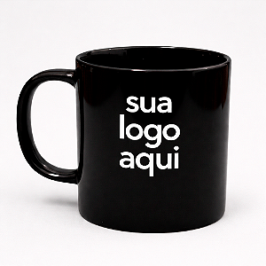 Caneca Reta Preta Personalizada c/ 3 Cores