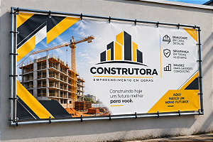 Lona Brilho com ilhós e estrutura metalon