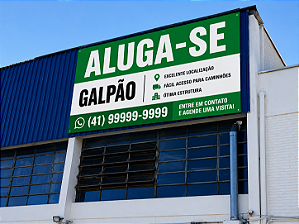Placa aluga-se Galpão
