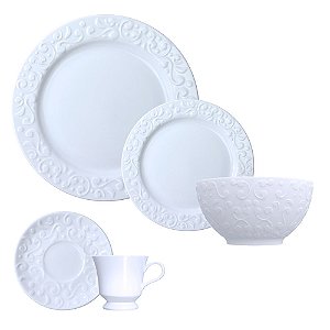 Jogo Jantar Chá C Bowl Tassel 20 Pçs Porcelana Germer 4 Pess