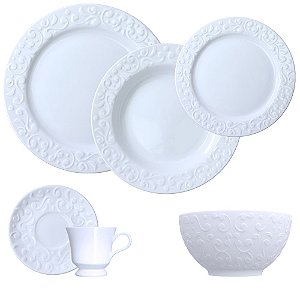 Jogo Jantar Chá C/ Bowl Tigela Tassel 36 Peças Porcelana Germer