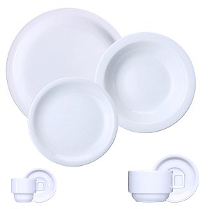 Jogo Jantar Chá Café 42 Peças Versátil Iguaçu Porcelana Germer 6 Lugares