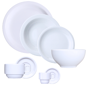 Jogo Jantar Iguaçu Chá Café C/ Bowl Iguaçu 48 Peças Porcelana Germer 6 Pessoas