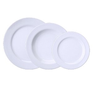 Kit 8 Rasos 8 Fundo 8 Sobremesa Cilíndrica Porcelana Schmidt