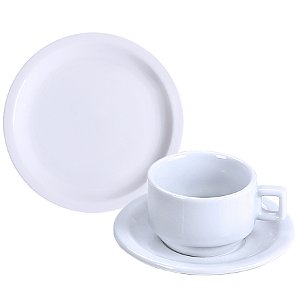 8 Pratos Sobremesa 8 Xícaras Chá Iguaçu Porcelana Germer