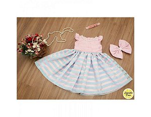 Vestido de Daminha Organza Azul - Infantil