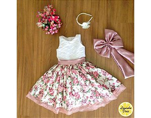 Vestido de Daminha com Floral Rose - Infantil