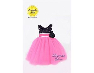 Vestido de Festa Pink com Preto - Infantil