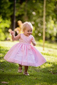 Vestido de Tafeta Rosa Bebe - Infantil