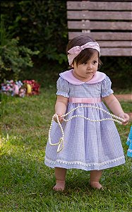 Vestido Rosa com Xadrez - Infantil