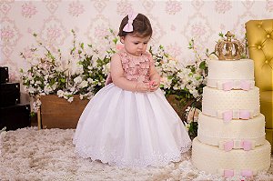 Vestido Luxo Rose e branco - Infantil