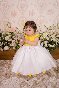 Vestido Luxo Amarelo e Branco - Infantil
