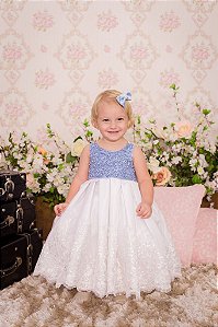 Vestido Luxo Azul e branco - Infantil