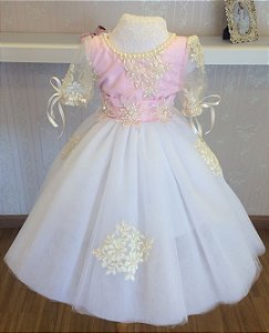 Vestido Rosa e Branco Realeza - Infantil