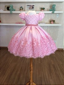 Vestido de Luxo Rosa para Daminhas de Aliança - Infantil