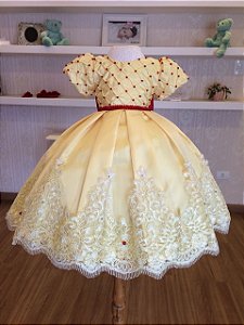 vestido da bela ea fera infantil
