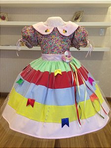 Vestido caipira para festa Junina - Infantil