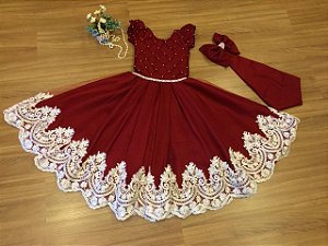 Vestido  Marsala para Miss MIrim - Infantil