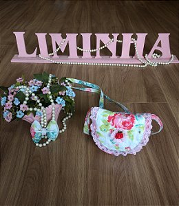 Kit Bolsa Floral e Laço-Infantil