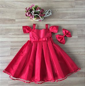 Vestido De Festa Vermelho -Vestidos de festa infantil