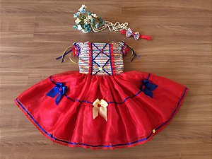 vestido de quadrilha infantil vermelho