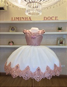 Vestido Daminha Rose Com Branco- Dama de Honra - Liminha Doce - Vestidos de  Festa Infantis e Mãe e Filha