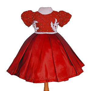 Vestido de Festa Vermelho com Branco  - Vestido de  Festa