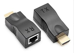 Extensor Hdmi 30 Metros Via 1 Cabo Rede Rj45 Cat5e/6