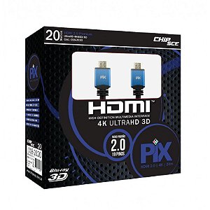 CABO HDMI VERSÃO 2.0, 19 PINOS, 4K, ULTRA HD, 3D - 20 METROS