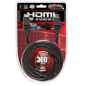 Cabo HDMI 1.4, 360 Graus, 4K ULTRA HD, 5 Metros - Cirilo Cabos