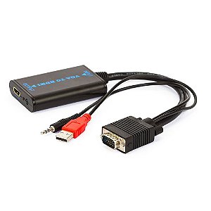 Cabo Adaptador Conversor VGA para HDMI com Áudio USB