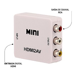 Mini Adaptador Conversor HDMI para Vídeo Composto (RCA)