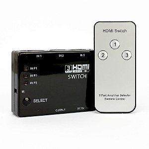Switch 3X1 HDMI FULL HD 1080P 3D Com Controle