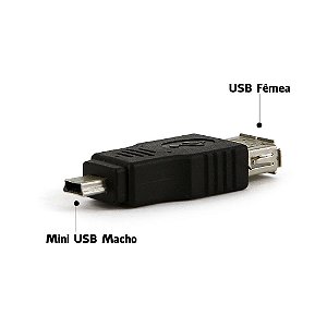 Adaptador USB Fêmea para Mini USB Macho-para Som e Dvd Automotivo.