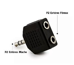 Adaptador Divisor P2 Para 2 J2 (2 Microfones Ou 2 Fones)