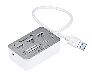 Mini Hub  3 Porta USB 3.0 Hub - Multi em 1 Leitor de Cartão SD /MS /M2/ TF