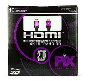 Cabo HDMI 2.0 - 4K, Ultra HD, 3D, 19 Pinos - 40 metros - Pix