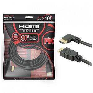 Cabo HDMI 2.0 - 4k, 3D, Plug 90 graus - 10 Metros - ChipSCE 