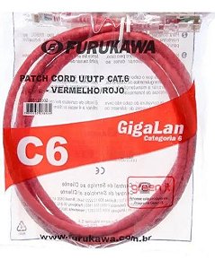 Patch Cord Cat6 GigaLan FURUKAWA -Vermelho - 1,50 Metros