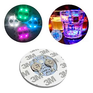 Kit 3 Apoio Porta Copo Garrafa Bolacha C/ Led Pisca Adesiva