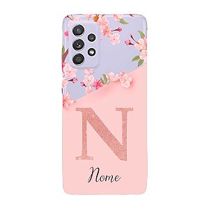 Capinha para Samsung A52s 5G Anti Impacto Personalizada - Delicate Flowers Rosa com nome e fundo transparente