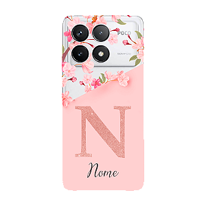 Capinha para Xiaomi Poco F6 Pro Anti Impacto Personalizada - Delicate Flowers Rosa com nome e fundo transparente
